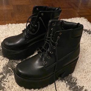 Black platform lace up boots